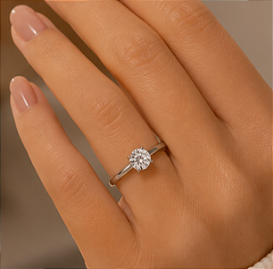 ANEL SOLITARIO COM ZIRCONIA CRISTAL EM PRATA 925