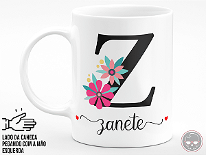 Caneca Letra "Z" Floral + Porta Caneca Grátis