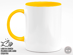 Caneca Do Seu Jeito de Cerâmica com Alça e Interior Amarelo