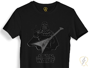 Camiseta Darth Vader Roqueiro malha 100% ALGODÃO Fio 30.1 Penteado
