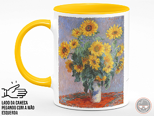 Caneca PINTORES Buquê de Girassóis, 1881 de Claude Monet + Porta Caneca Grátis