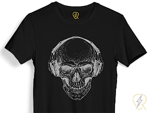 Camiseta Rocker Skull Malha 100% Algodão 30.1 Penteado