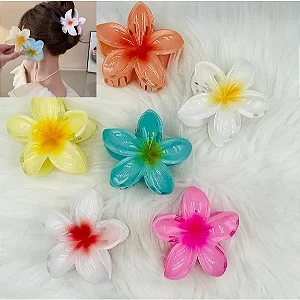 Presilha de Cabelo Flor Havaiana Princesa Fashion grande 8 cm
