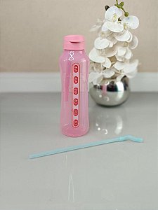 Tupperware Garrafa Aquavibe com Canudo Flexível Rosa Quartzo 1,2 litro