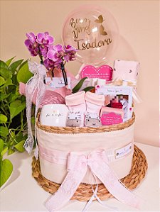 Cesta Maternidade Laço Eternos Rosa