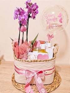 Cesta Maternidade Laço Eternos Rosa