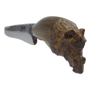 FACA CUSCO 5MM FORJADA CABO EM MADEIRA TRABALHADA CABECA JAVALI 11"
