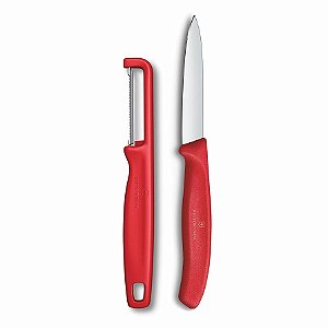 CONJUNTO VICTORINOX SWISS CLASSIC TREND COLORS VERMELHO FACA E DESCASCADOR