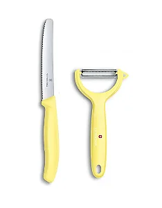 CONJUNTO VICTORINOX SWISS CLASSIC TREND COLORS AMARELO FACA E DESCASCADOR
