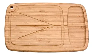 TABUA DE CHURRASCO DE BAMBU COM SULCO  39X25X2CM