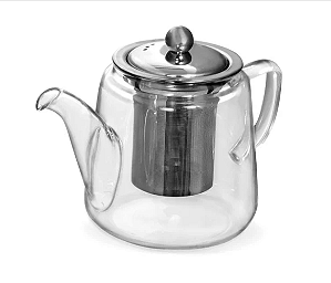 BULE DE CHA DE VIDRO COM INFUSOR