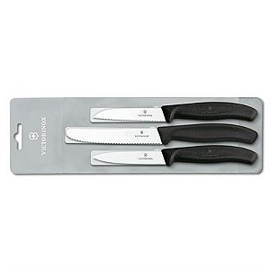 Conjunto Victorinox de facas para cozinha com cabo preto (3pçs)