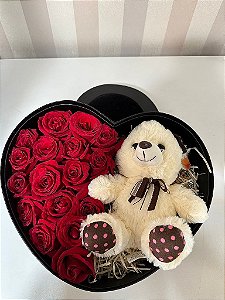 Coração Almofadado Rosas e Pelúca