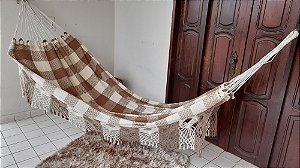 Rede de Dormir Casal Ostra Xadrez Bege Caramelo
