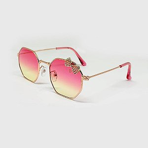 Óculos de Sol Infantil com Proteção UV400 Laço Pink e Amarelo