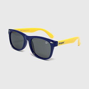 Óculos de Sol Infantil Flexível com Lente Polarizada e Proteção UV400 Azul Marinho e Amarelo
