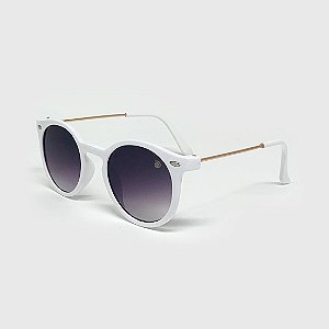 Óculos de Sol Infantil com Proteção UV400 Redondo Acetato Teen Branco
