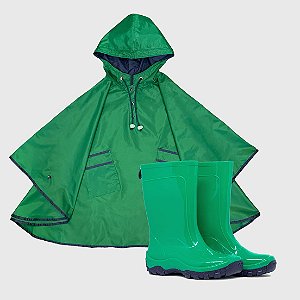 Kit Capa de Chuva KidSplash! Verde Menta + Galocha Lisa Verde Menta