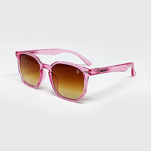 Óculos de Sol Infantil Acetato com Proteção UV400 Teen Hexagonal Rosa Cristal