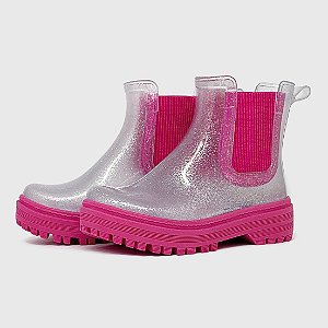 Coturno KidSplash! Jelly Glitter Prata/ Pink