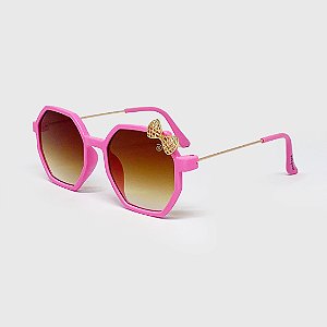 Óculos de Sol Infantil com Proteção UV400 Laço Acetato Teen Pink