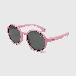 Óculos de Sol Infantil Flexível Redondo com Lente Polarizada e Proteção UV400 Rosa Nude