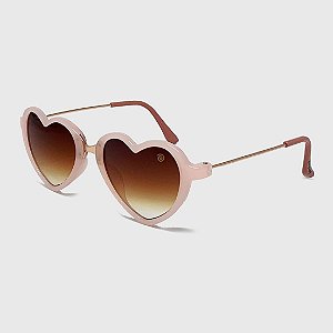 Óculos de Sol Infantil Acetato com Proteção UV400 Teen Coração Rosa Nude