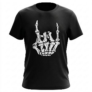 Camiseta Skull - Heavy Metal Horns Hand