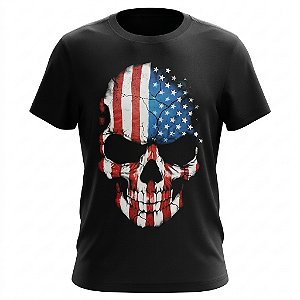 Camiseta Skull - Bandeira Americana