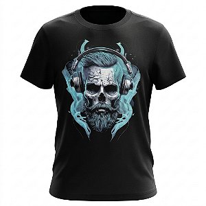 Camiseta Skull - Hipster Fone De Ouvido