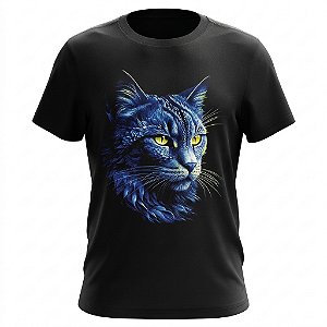 Camiseta Gato - Azul
