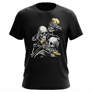 Camiseta 3 Caveiras Sábias - Não Vejo Não Escuto Não Falo