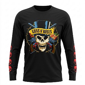 Camiseta Guns N' Roses Skull & Guns - Manga Longa