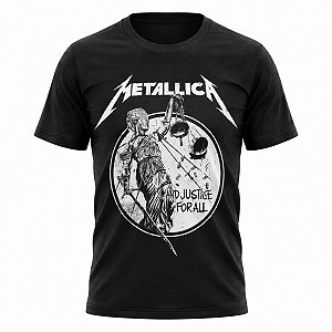 Camiseta Metallica And Justice for All Estampa Branca - Piticas