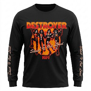 Camiseta Kiss - Destroyer Preta - Manga Longa
