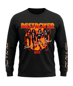 Camiseta Manga Longa KISS Destroyer Preta