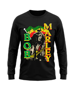 Camiseta Manga Longa Bob Marley Rasta