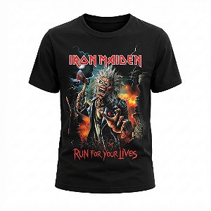 Camiseta Infantil Iron Maiden Run For Your Lives Oficial