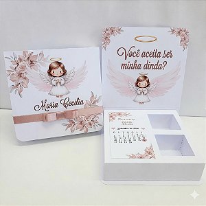 Caixa convite dindos P - com lugar para 2 bombons