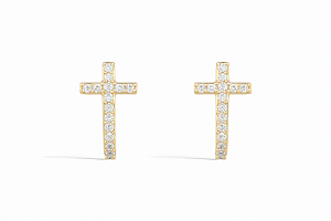 Brinco ear hook cruz cravejado em microzircônia