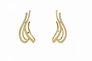 Brinco ear hook orgânico com zircônia cristal