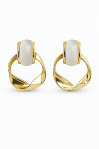 Brinco orgânico com pedra olho de gato