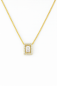 Colar ponto de luz retangular cristal banhado a ouro 18k dourado