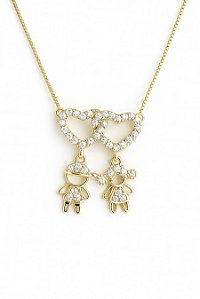 Colar casal de filhos com zircônia cristal