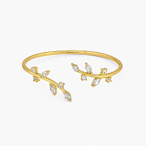 Bracelete regulável folhas em zircônia cristal