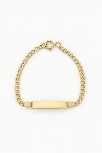 Pulseira infantil com placa banhada a ouro 18k dourada
