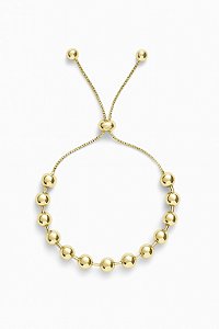 Pulseira bolinhas lisa regulável banhada a ouro 18k dourada