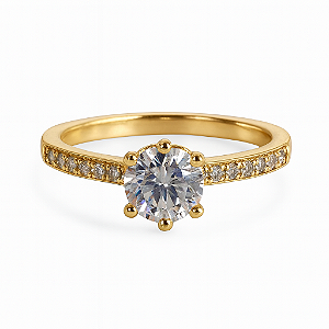 Anel solitário pedra zircônia cristal cravejado na lateral banhado a ouro 18k noiva casamento formatura