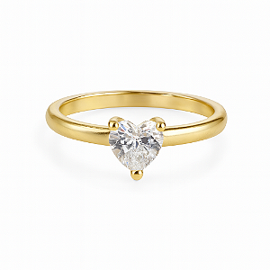Anel solitário coração pedra zircônia cristal banhado a ouro 18k dourado pedra 6mm