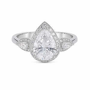 Anel gota pedra cristal transparente luxo banhado em ródio branco pedra com 1cm de espessura